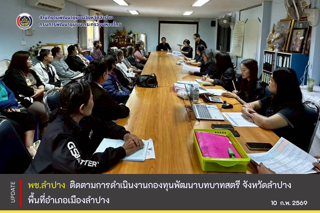 พช.ลำปาง ติดตามการดำเนินงานกองทุนพัฒนาบทบาทสตรี จังหวัดลำปาง พื้นที่อำเภอเมืองลำปาง