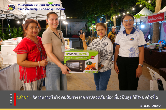  ปิดฉากงาน "กาดริมวัง คนฮิมตาง เกษตรปลอดภัย ท่องเที่ยวปันสุขวิถีใหม่" ครั้งที่ 2 ชาวลำปางช้อปสินค้าชุมชนคึกคักตลอดงาน