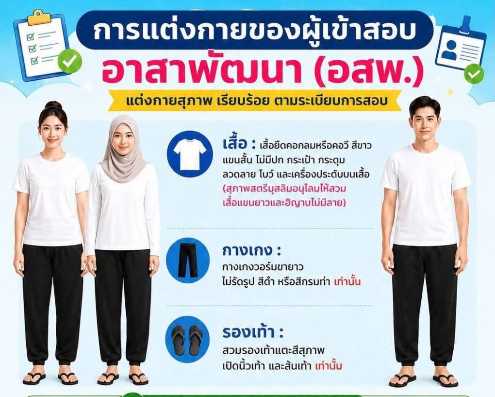 พช.ลำปาง ประชาสัมพันธ์การแต่งกายของผู้เข้าสอบอาสาพัฒนา (อสพ.) 